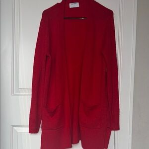 SizeM Old Navy Red Open-Front Cardigan Sweater Super Soft Side Slit Detail